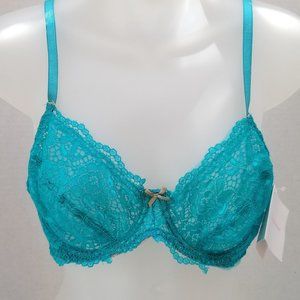 NWT ISSAC MIZRAHI Unlined Turquoise Perfect Coverage Underwire Bra 34C IM15802